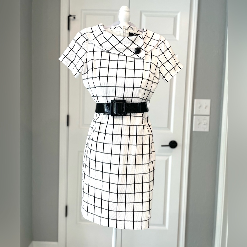 EUC Alex Marie black and white check dress size 4